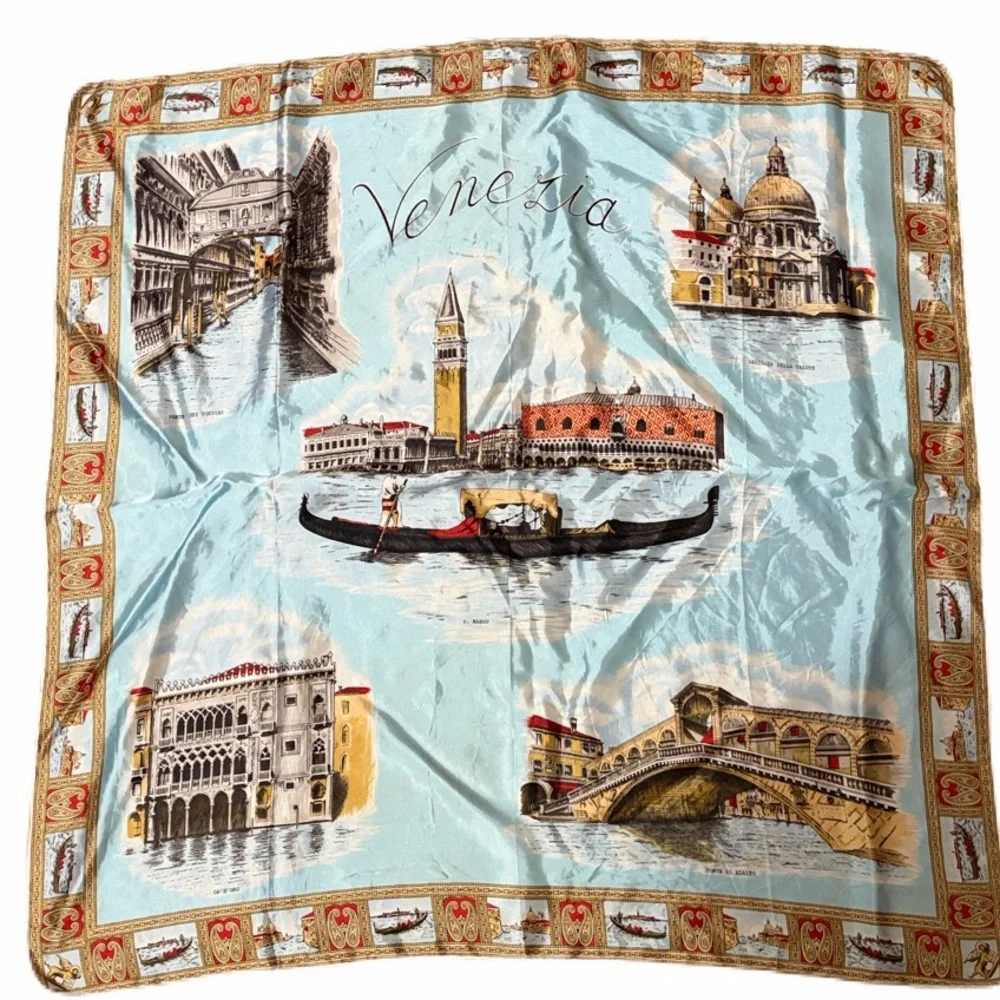 Elegant Blue and Gold Venezia Scarf